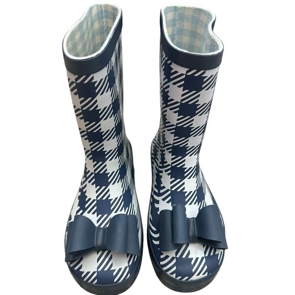 WHIM & WANDER by SWEETHONEY Navy Check Bow Rain Boots 1 - Picture 2 of 8